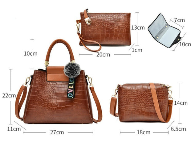 Set geanta maro Kendra - 4 piese