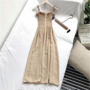 Rochie midi maro cu bust elastic
