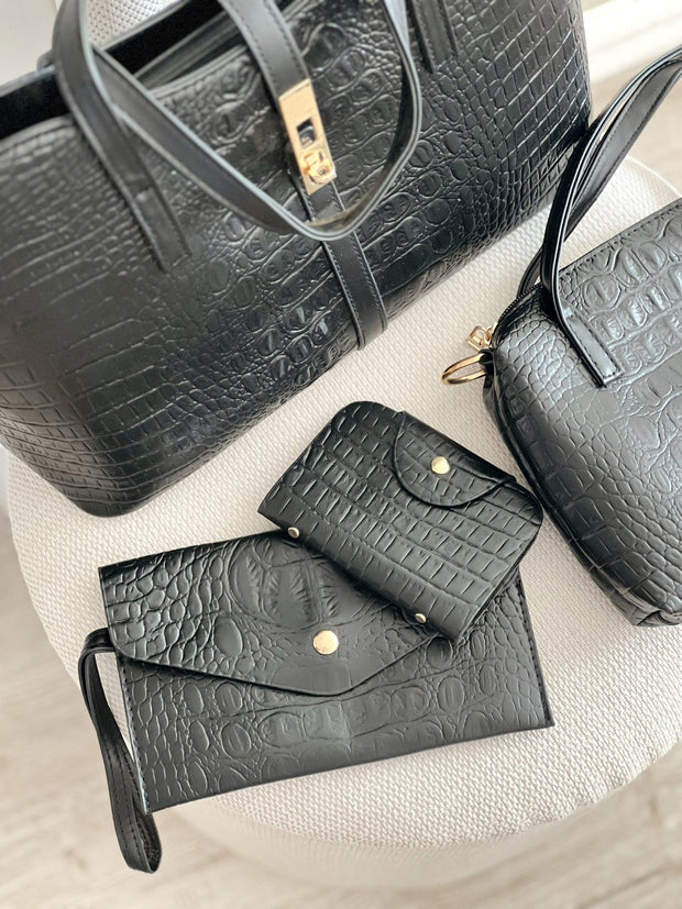 Set geanta neagra Magnolia - 4 piese