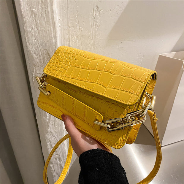 Geanta galbena imprimeu crocodil Livia - TIARA CONCEPT STORE