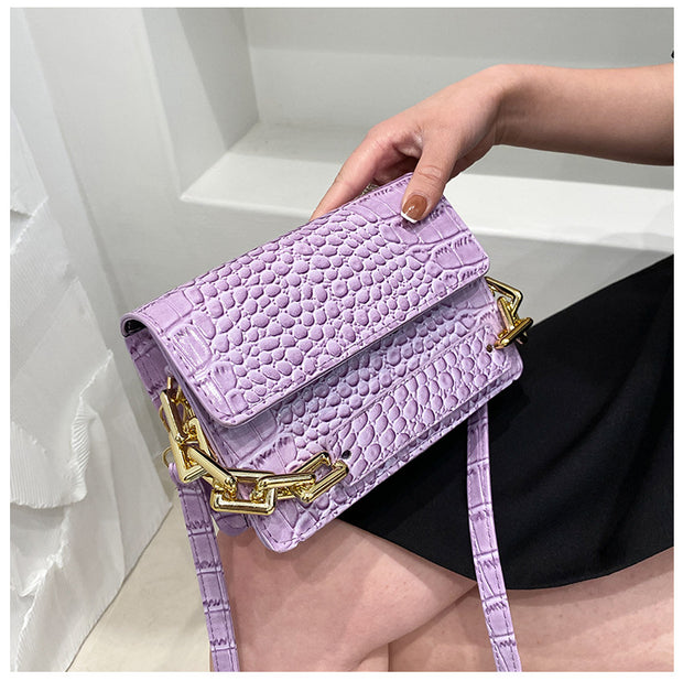 Geanta mov imprimeu crocodil Livia - TIARA CONCEPT STORE