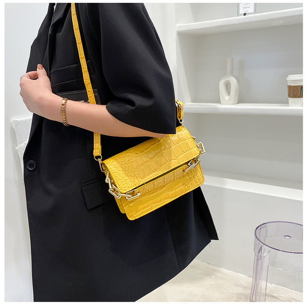 Geanta galbena imprimeu crocodil Livia - TIARA CONCEPT STORE