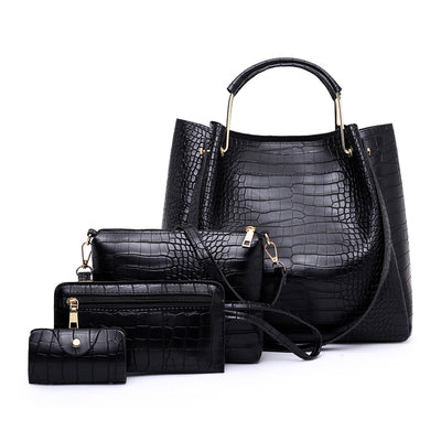 Set genti negre imitatie crocodil Selena 4 in 1 - TIARA CONCEPT STORE