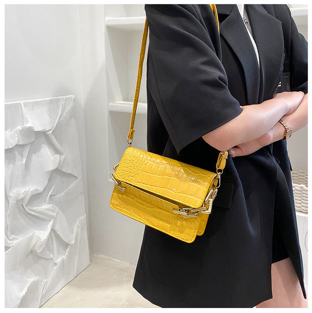 Geanta galbena imprimeu crocodil Livia - TIARA CONCEPT STORE