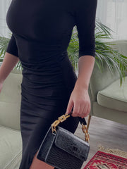 Geanta neagra imprimeu crocodil Livia