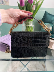 Geanta neagra imprimeu crocodil Livia
