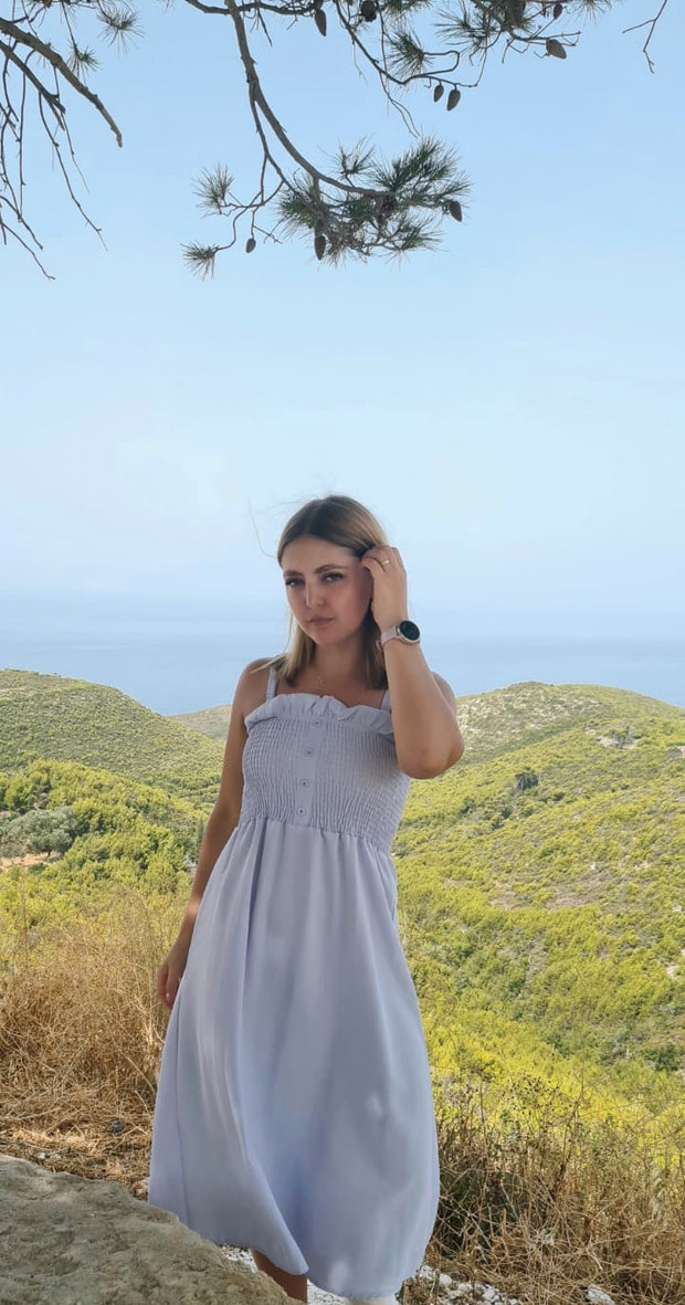 Rochie midi lila cu bust elastic - TIARA CONCEPT STORE