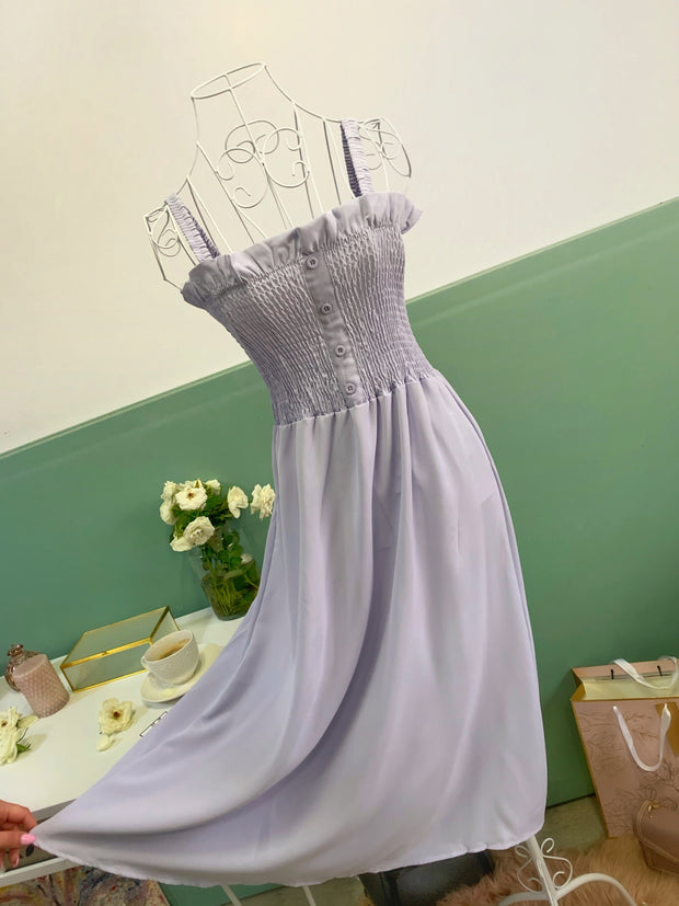 Rochie midi lila cu bust elastic - TIARA CONCEPT STORE