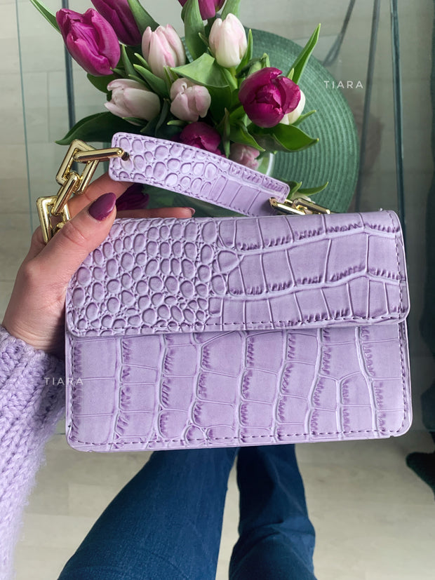 Geanta mov imprimeu crocodil Livia - TIARA CONCEPT STORE