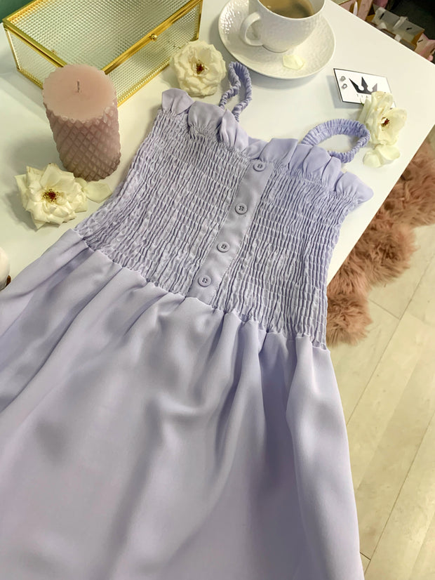 Rochie midi lila cu bust elastic - TIARA CONCEPT STORE