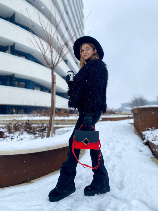 Geanta Bliss negru/rosu