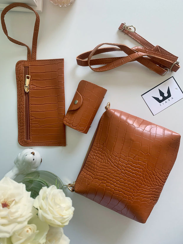 Set genti maro imitatie crocodil Selena 4 in 1 - TIARA CONCEPT STORE
