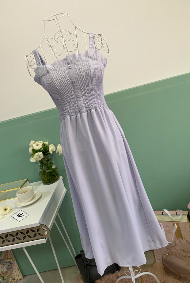 Rochie midi lila cu bust elastic - TIARA CONCEPT STORE