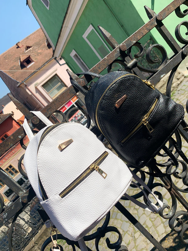 Mini Rucsac alb piele ecologica Nadia - TIARA CONCEPT STORE