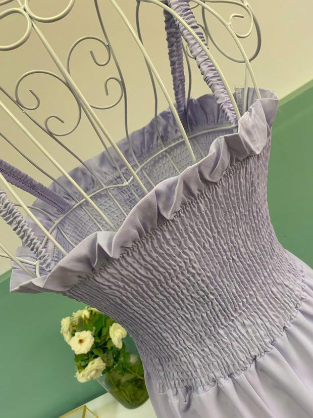 Rochie midi lila cu bust elastic - TIARA CONCEPT STORE