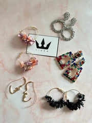 Cercei rotunzi cu flori negre - TIARA CONCEPT STORE