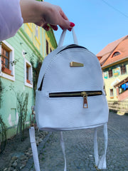 Mini Rucsac alb piele ecologica Nadia - TIARA CONCEPT STORE