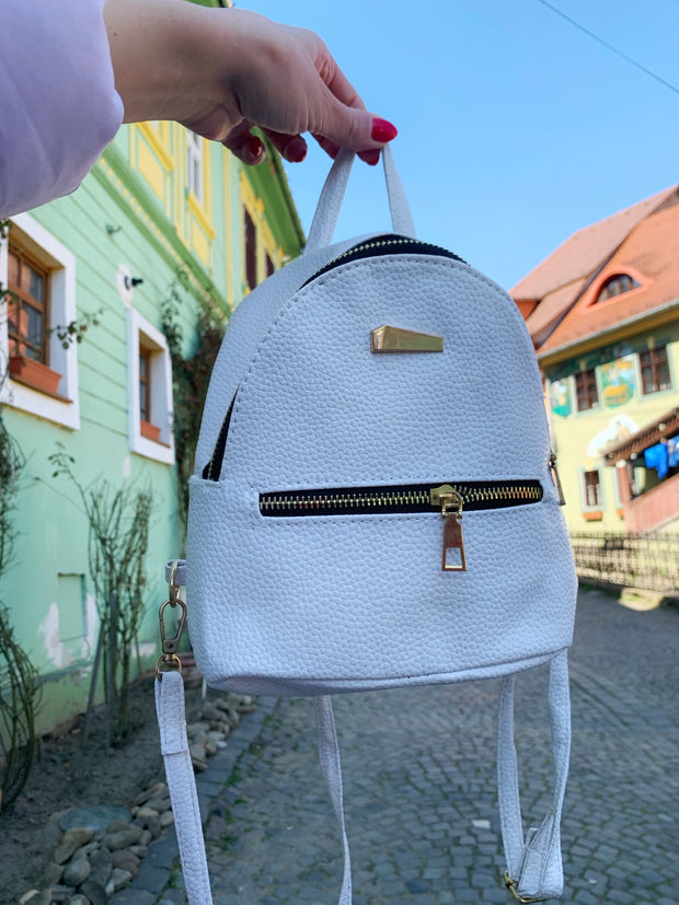 Mini Rucsac alb piele ecologica Nadia - TIARA CONCEPT STORE